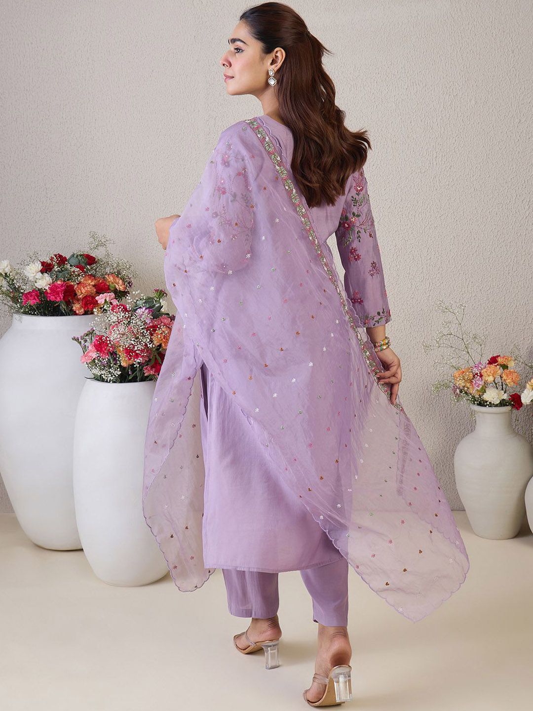 Women Floral Embroidered Kurta with Trousers & Dupatta