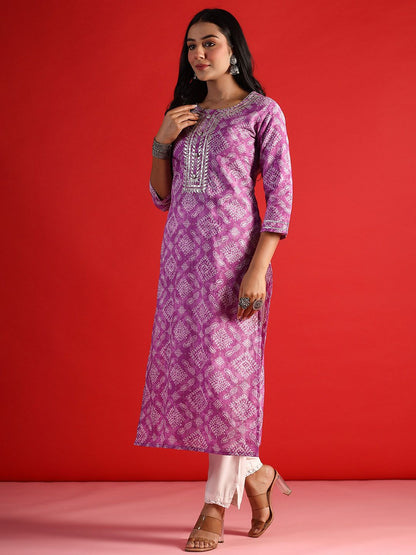 Dhiyona IE Women Ethnic Motifs Printed Cold-Shoulder Sleeves Mirror Work Kurta