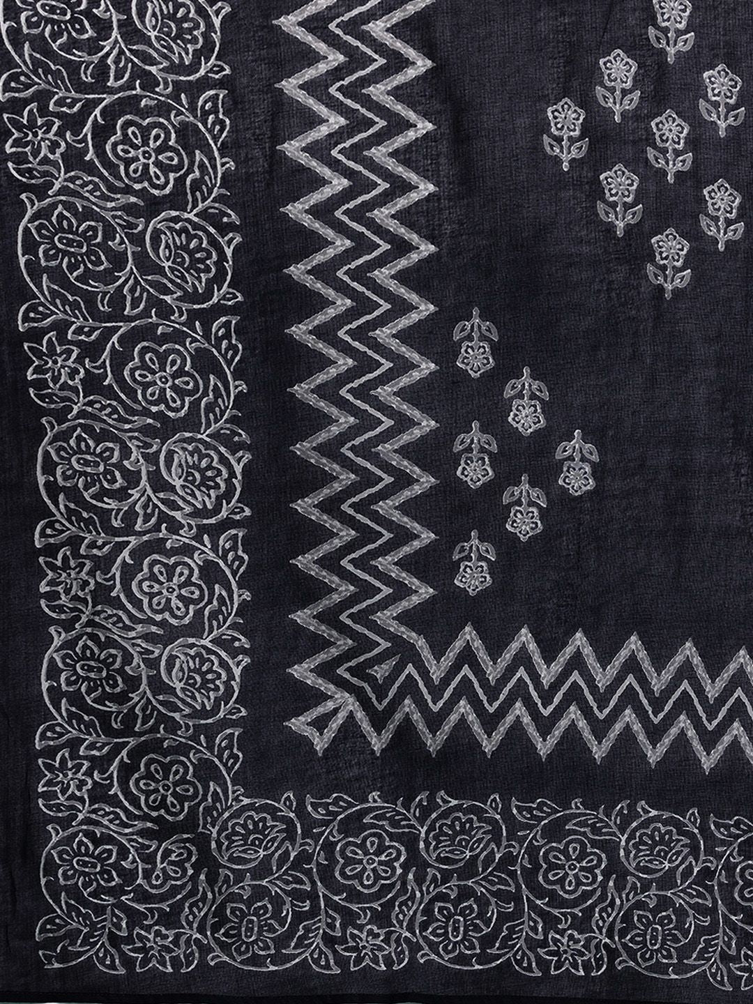 Plus Size Floral Printed Pure Cotton Kurta with Trousers & With Dupatta