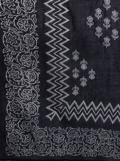 Plus Size Floral Printed Pure Cotton Kurta with Trousers & With Dupatta