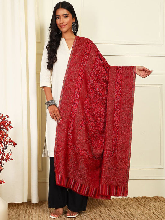 Dhiyona PA Floral Woven Design Woollen Shawl