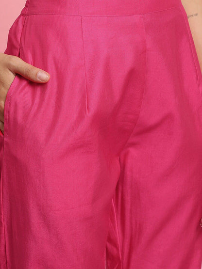 Floral Embroidered Yoke Design Kurta With Trousers & Dupatta