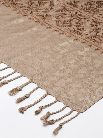 Dhiyona PA Women Beige Aari Embroidered Shawl