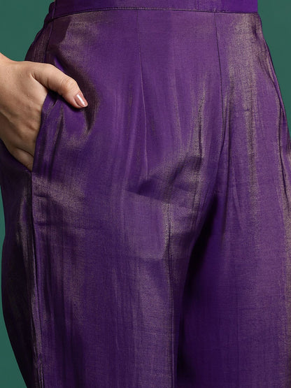 Dhiyona IE Women Ethnic Motifs Jacquard Zari Kurta with Trousers & With Dupatta