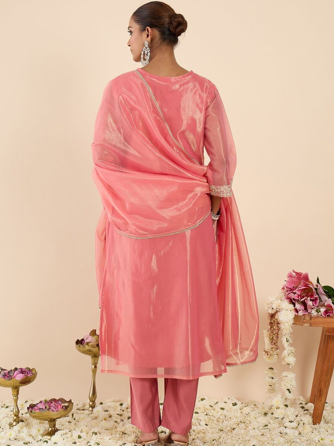 Women Ethnic Motifs Embroidered Regular Kurta with Trousers & With Dupatta