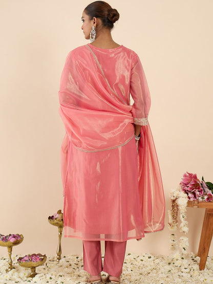 Women Ethnic Motifs Embroidered Regular Kurta with Trousers & With Dupatta