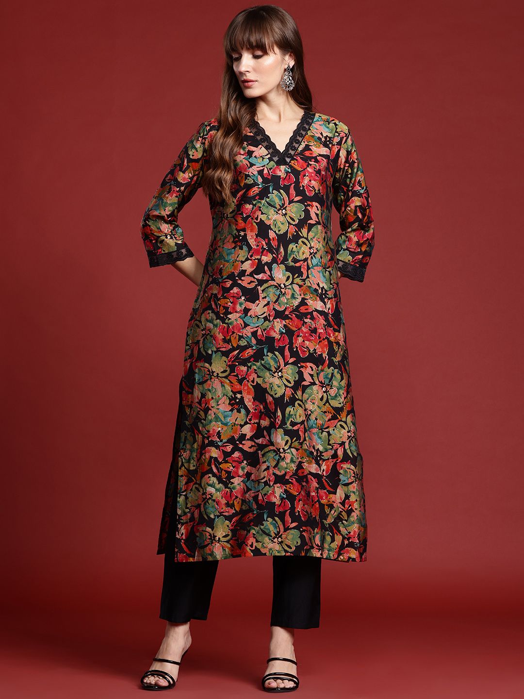Dhiyona IE Floral Printed Kurta with Trousers