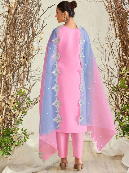 Dhiyona IE Women Ethnic Motifs Embroidered Regular Kurta with Trousers & With Dupatta