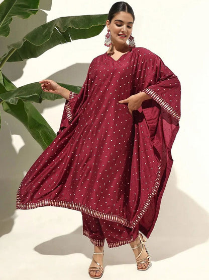 Dhiyona IS Women's Women Printed V-Neck Regular Kurta with Trousers