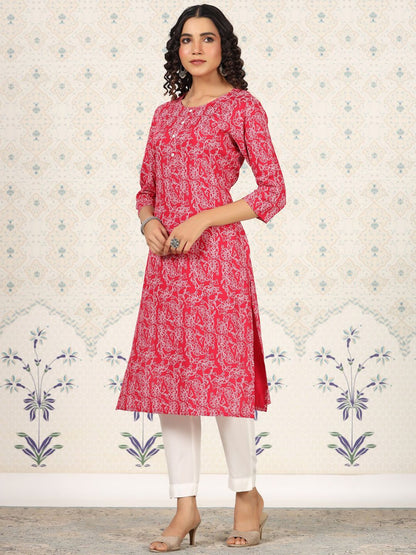 Dhiyona OD  Printed Round Neck Straight Kurta