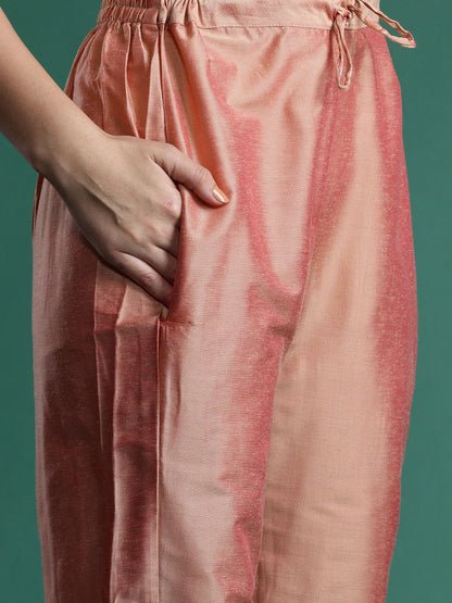 Dhiyona IE Floral Embroidered Thread Work Kurta with Trousers