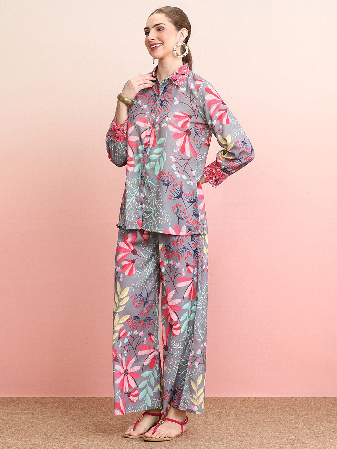 Dhiyona IE Printed Shirt With Palazzo Co-Ords