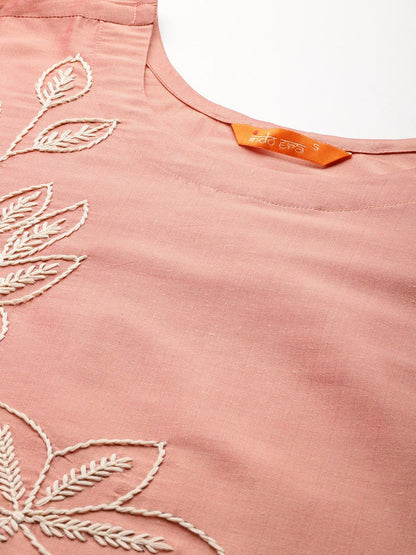 Dhiyona IE Floral Embroidered Thread Work Kurta with Trousers