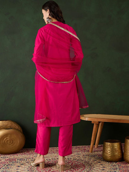Dhiyona SN Women's Embroidered Pure Cotton Kurta Set With Dupatta