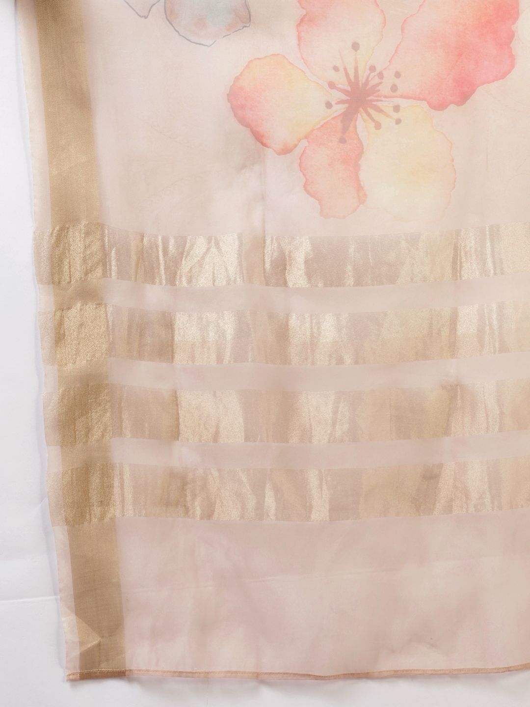 Burgundy & Gold Striped Yoke Thread Work Liva Straight Kurta Trousers & Dupatta