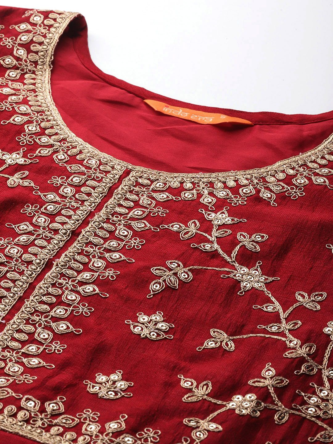 Ethnic Motifs Zari Embroidered Kurta With Trousers & Dupatta