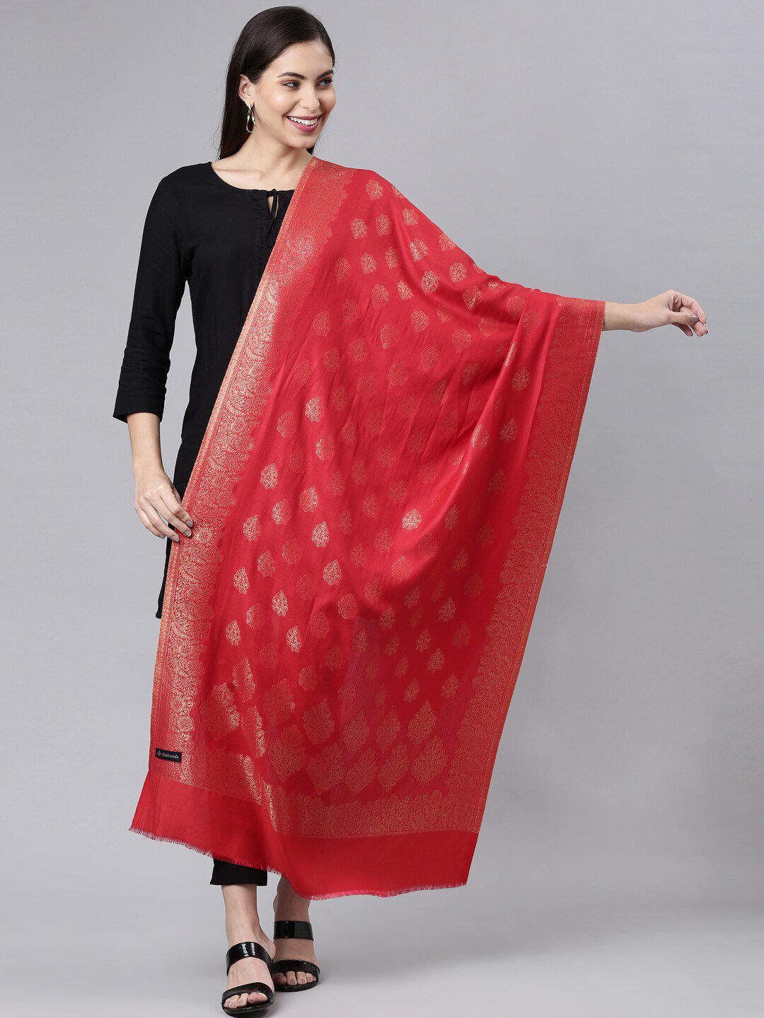 Dhiyona PA Women Red Woven Design Shawl