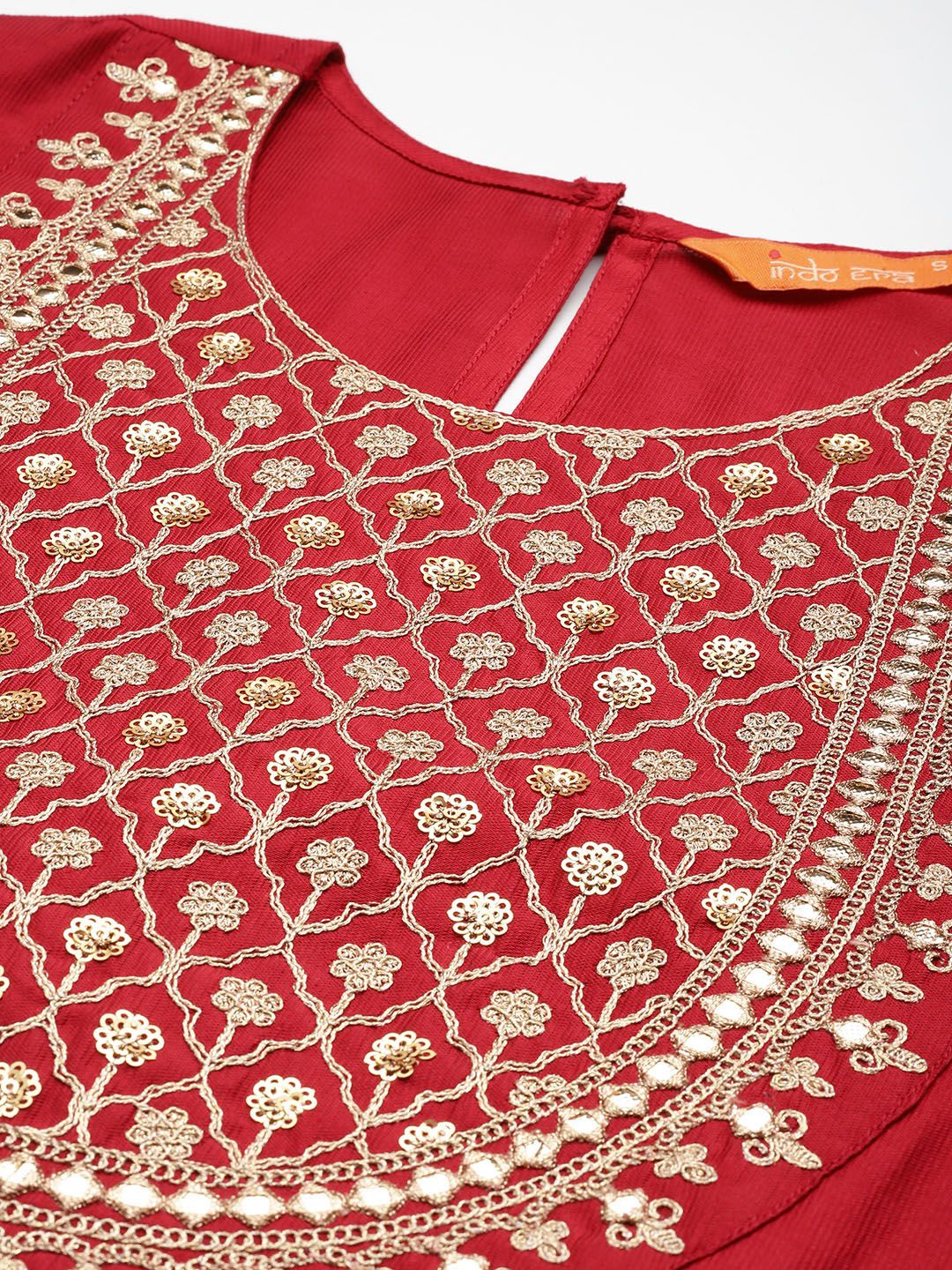 Women Ethnic Motifs Embroidered Regular Sequinned Liva Kurta with Trousers & With Dupatta