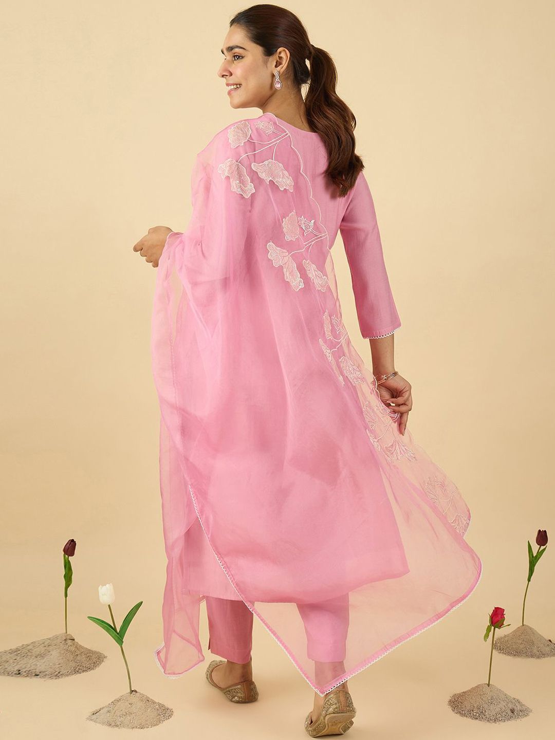 Women Floral Embroidered Kurta with Trousers & Dupatta