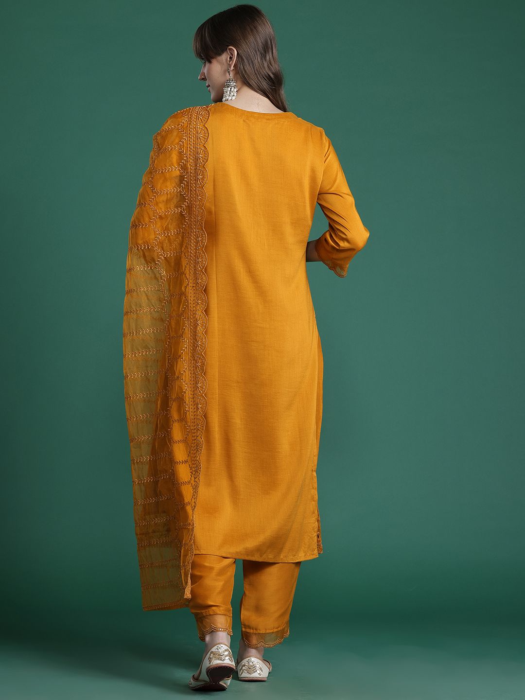 Paisley Embroidered Sequinned Kurta with Trousers & With Dupatta
