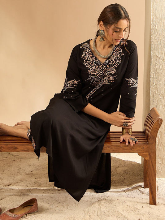 Dhiyona IE Women Embroidered Regular Kurta with Trousers