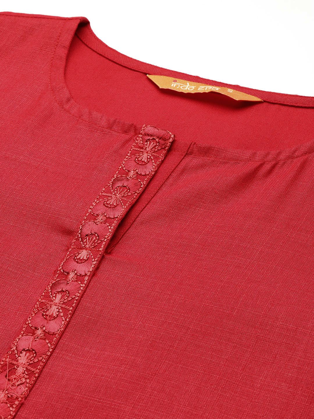Ethnic Motifs Yoke Design Thread Work Kurta with Trousers & With Dupatta