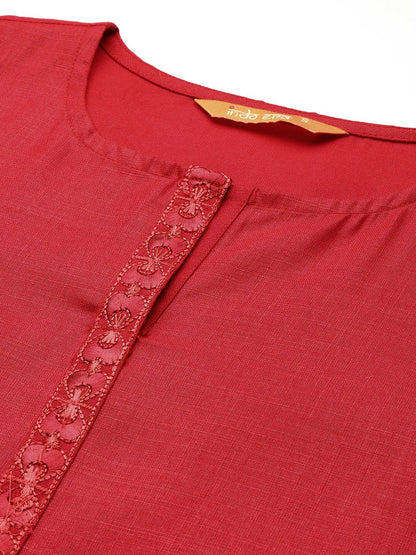Ethnic Motifs Yoke Design Thread Work Kurta with Trousers & With Dupatta