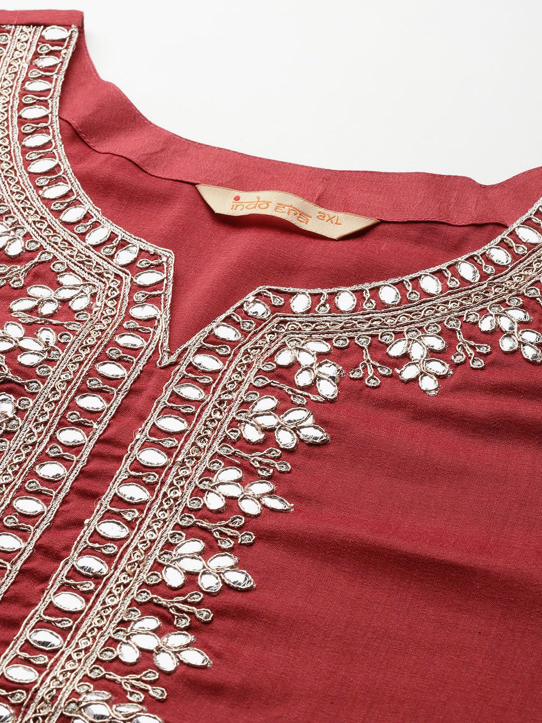 Dhiyona IE Plus Size Ethnic Motifs Embroidered Gotta Patti Kurta Set