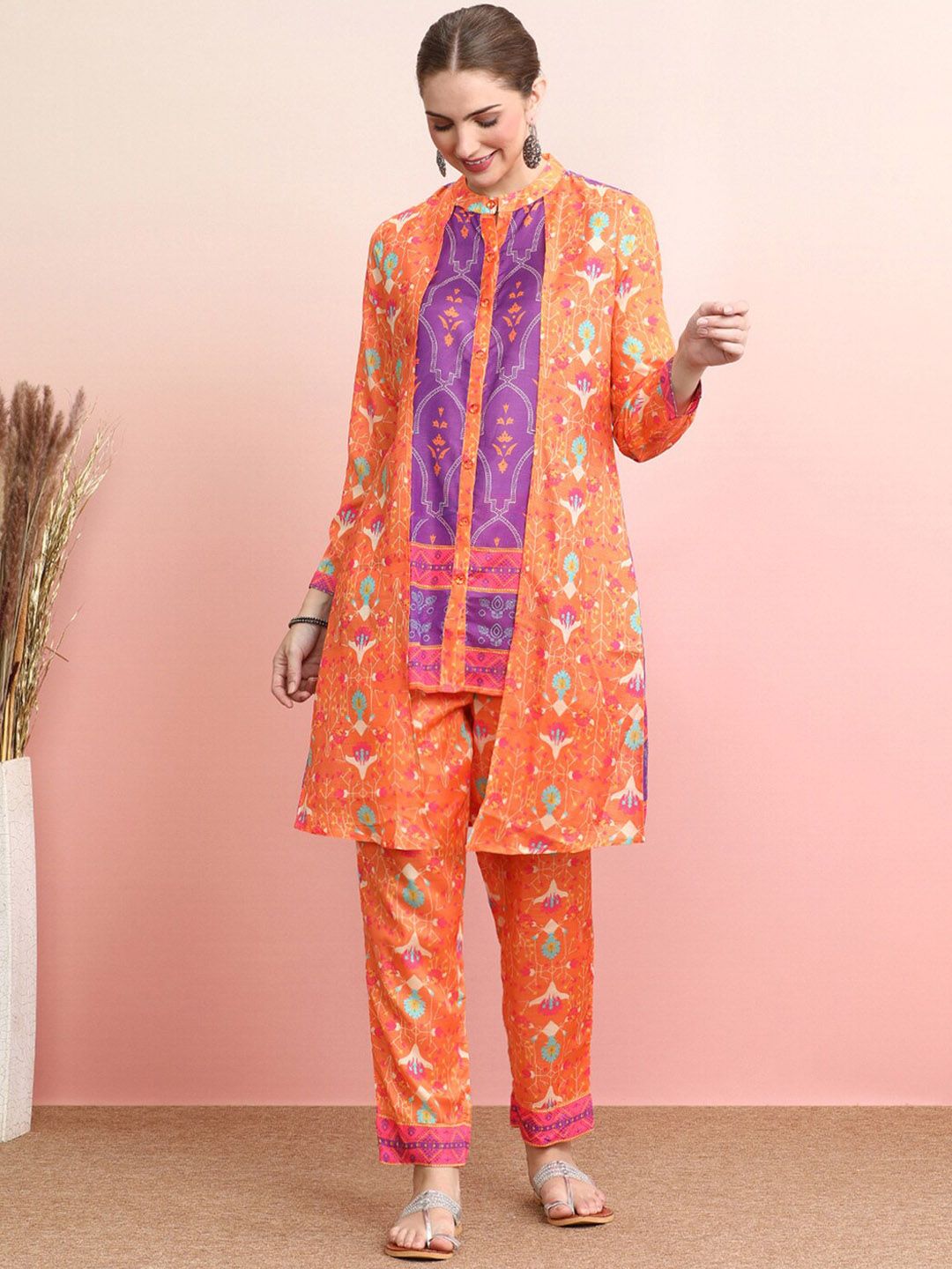 Dhiyona IE Printed Top With Trousers Co-Ords