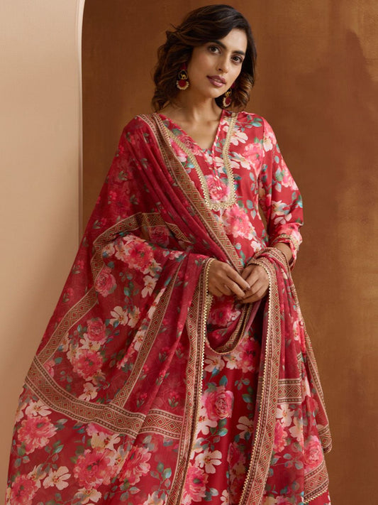 Dhiyona IS Women's Women Floral Printed Regular Kurta with Trousers & With Dupatta