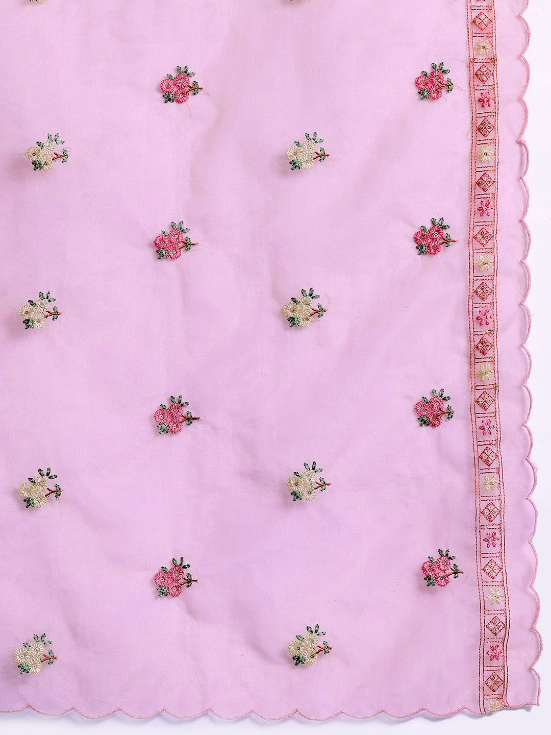 Floral Embroidered Kurta with Trousers & Dupatta