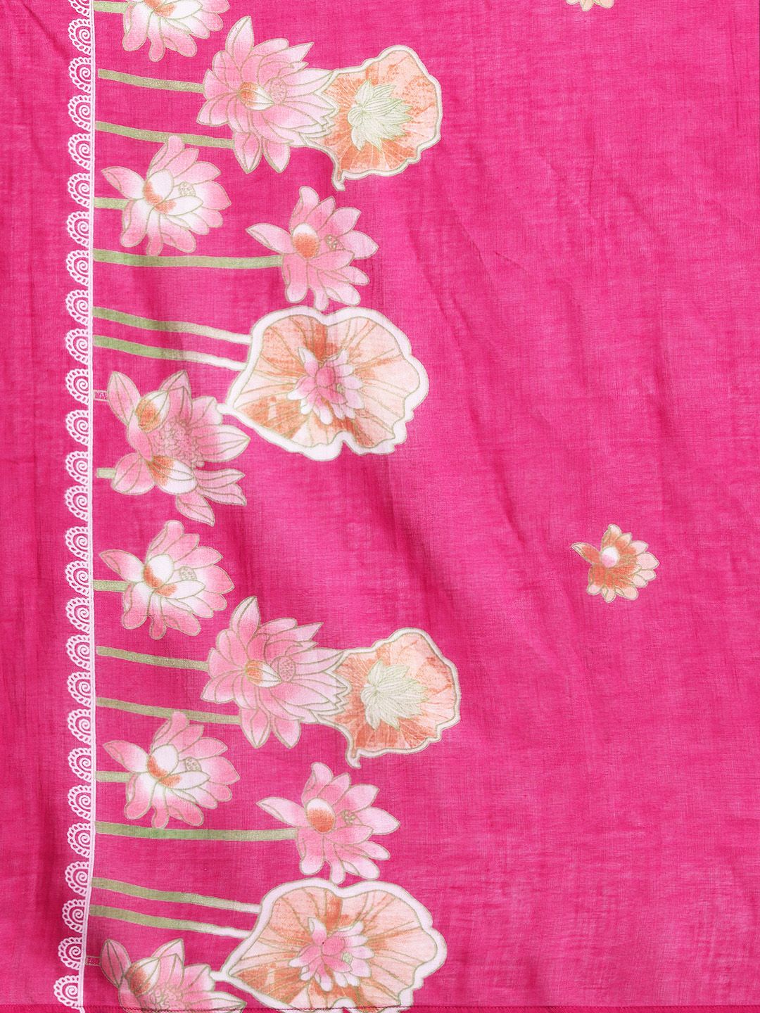 Dhiyona IE Floral Printed Regular Pure Cotton Kurta with Trousers & Dupatta