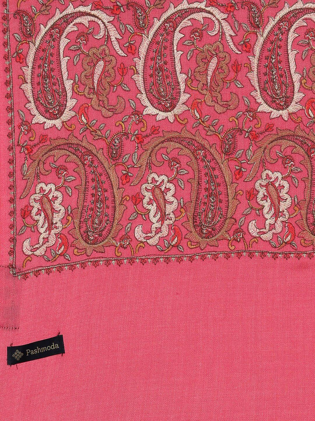 Dhiyona PA Women Pink & Brown Paisley Embroidered Pure Woolen Shawl