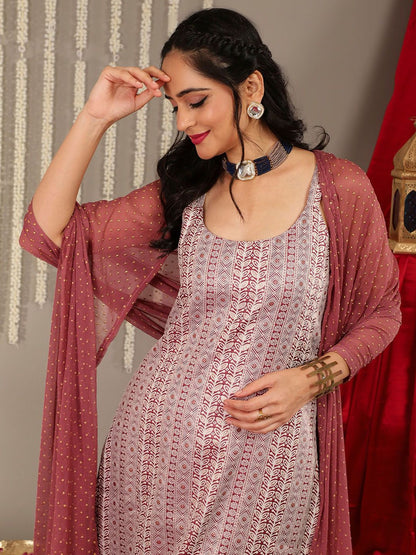 Dhiyona VA Women's Shoulder Straps Woven Printed Straight Kurta & Trouser With Dupatta