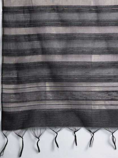 Yoke Design Zari Liva Kurta With Trousers & Dupatta