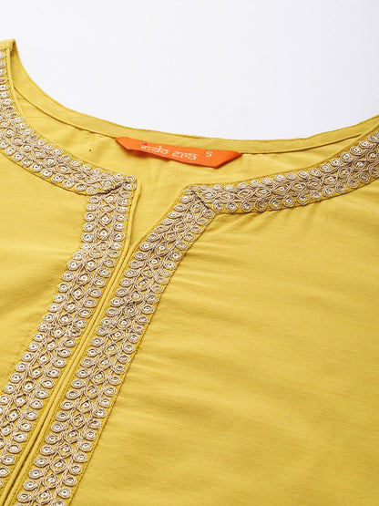 Ethnic Motifs Embroidered Sequinned Kurta With Trousers & With Dupatta