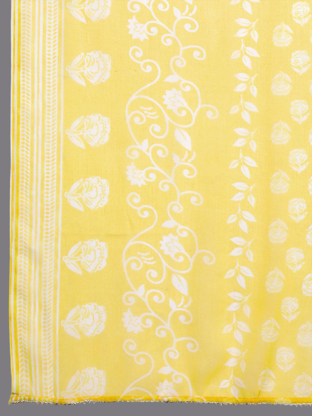 Floral Printed Three-Quarter Sleeves Sequinned Pure Cotton Straight Kurta Set