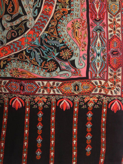 Dhiyona PA Rangrez Pure Wool Kalamkari Paisley Embroidered Shawl