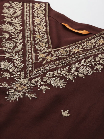 Dhiyona IE Ethnic Motifs Embroidered Thread Work Kurta with Salwar & With Dupatta