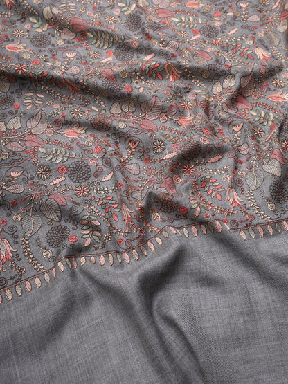 Dhiyona PA Women Floral Embroidered Pure Woollen Shawl