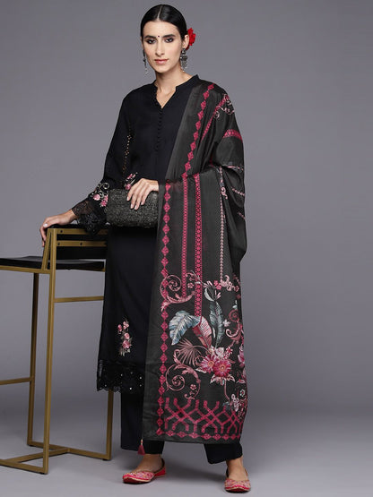 Dhiyona IE Women Floral Embroidered Regular Thread Work Kurta with Trousers & Dupatta