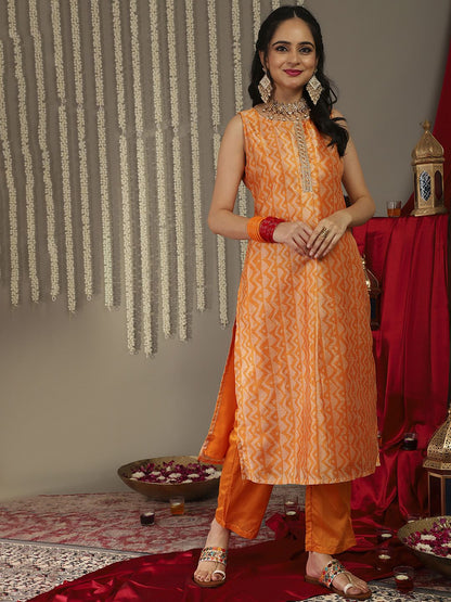 Dhiyona VA Women's Printed Sequinned Kurta With Trousers & Dupatta