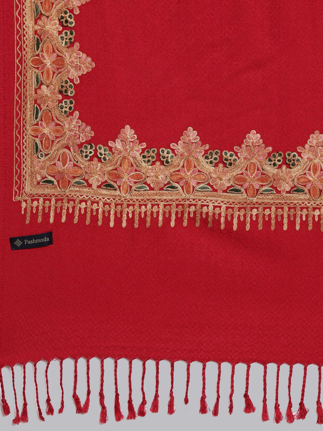 Dhiyona PA Women Maroon Aari Embroidered Shawl