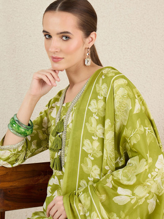 Dhiyona IE Women Floral Printed Kurta with Trousers & Dupatta