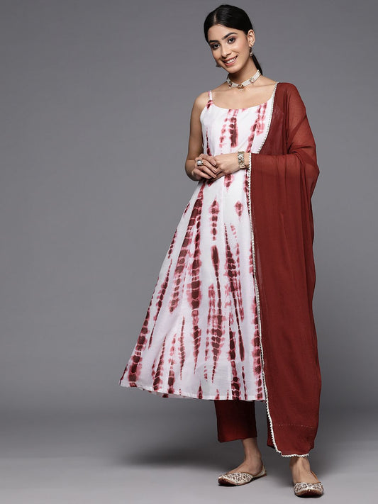 Dhiyona VA Women'sDyed Anarkali Kurta With Trousers & With Dupatta