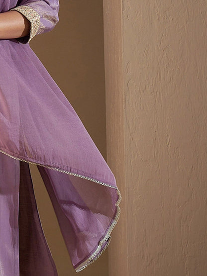 Women Ethnic Motifs Embroidered Regular Kurta with Trousers & With Dupatta