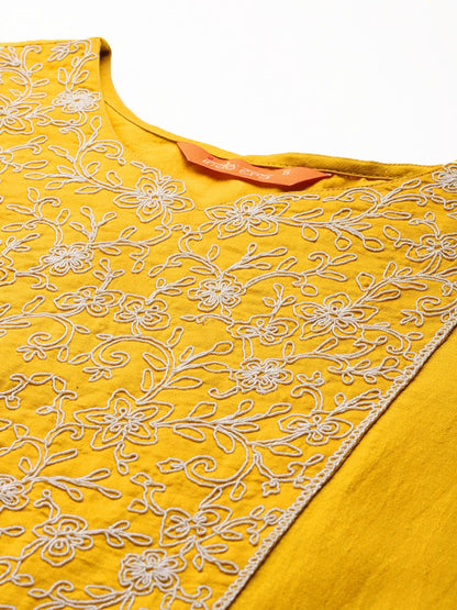 Dhiyona IE Floral Embroidered Thread Work Kurta with Trousers & Dupatta