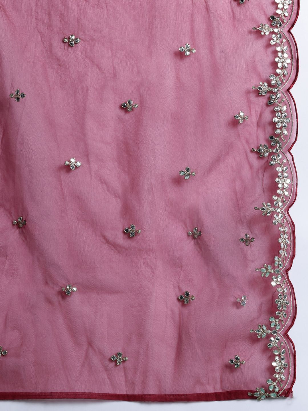 Dhiyona IE Ethnic Motifs Embroidered Gotta Patti Kurta With Trousers & Dupatta