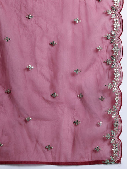 Dhiyona IE Ethnic Motifs Embroidered Gotta Patti Kurta With Trousers & Dupatta