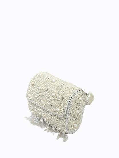 Dhiyona NR Women White Embroidered Purse Clutch